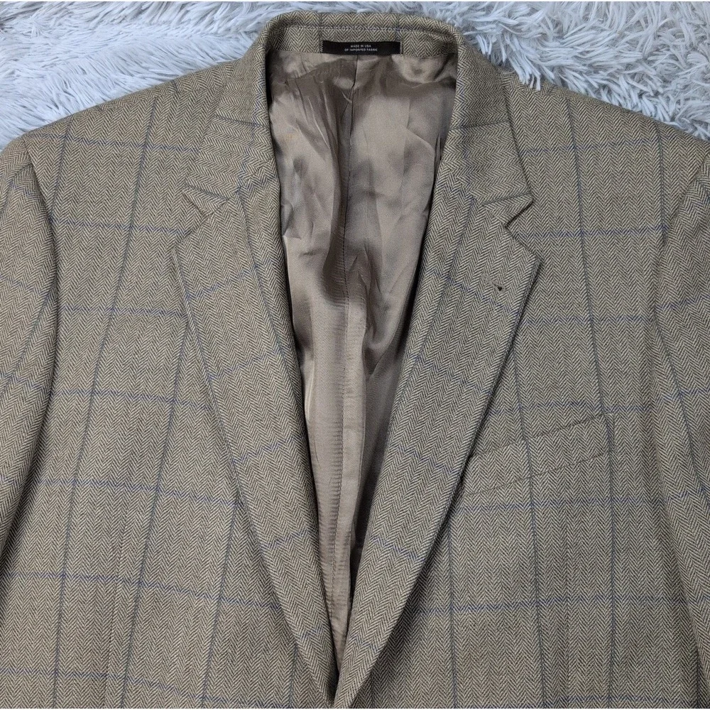 Vintage Joseph Abboud Jacket Mens 44 L Lambs Wool Sport Coat Pockets Button Up
